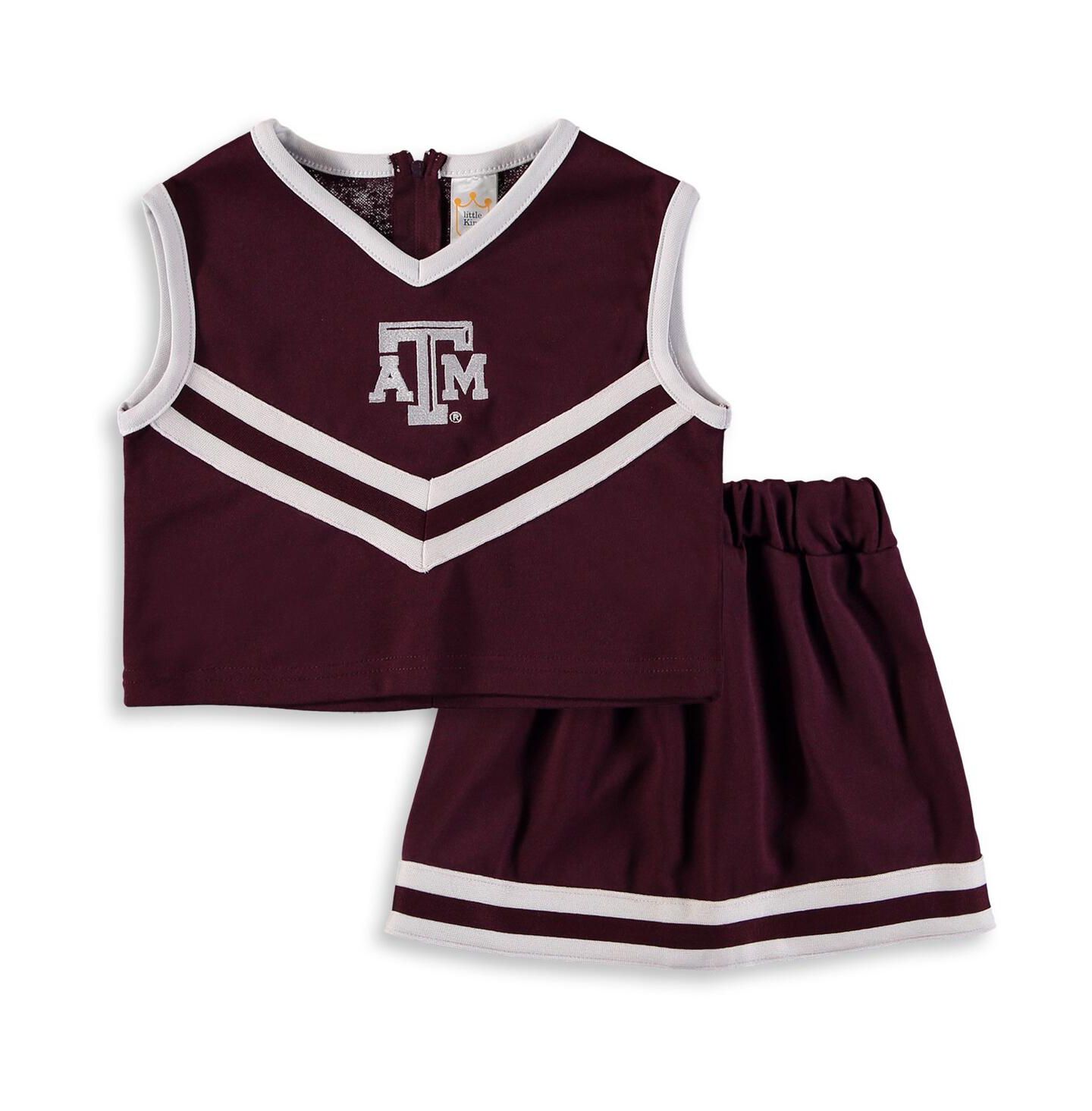 Little King Apparel Toddler Girls Maroon Texas A&M Aggies Two-Piece Cheer Set — фото 2