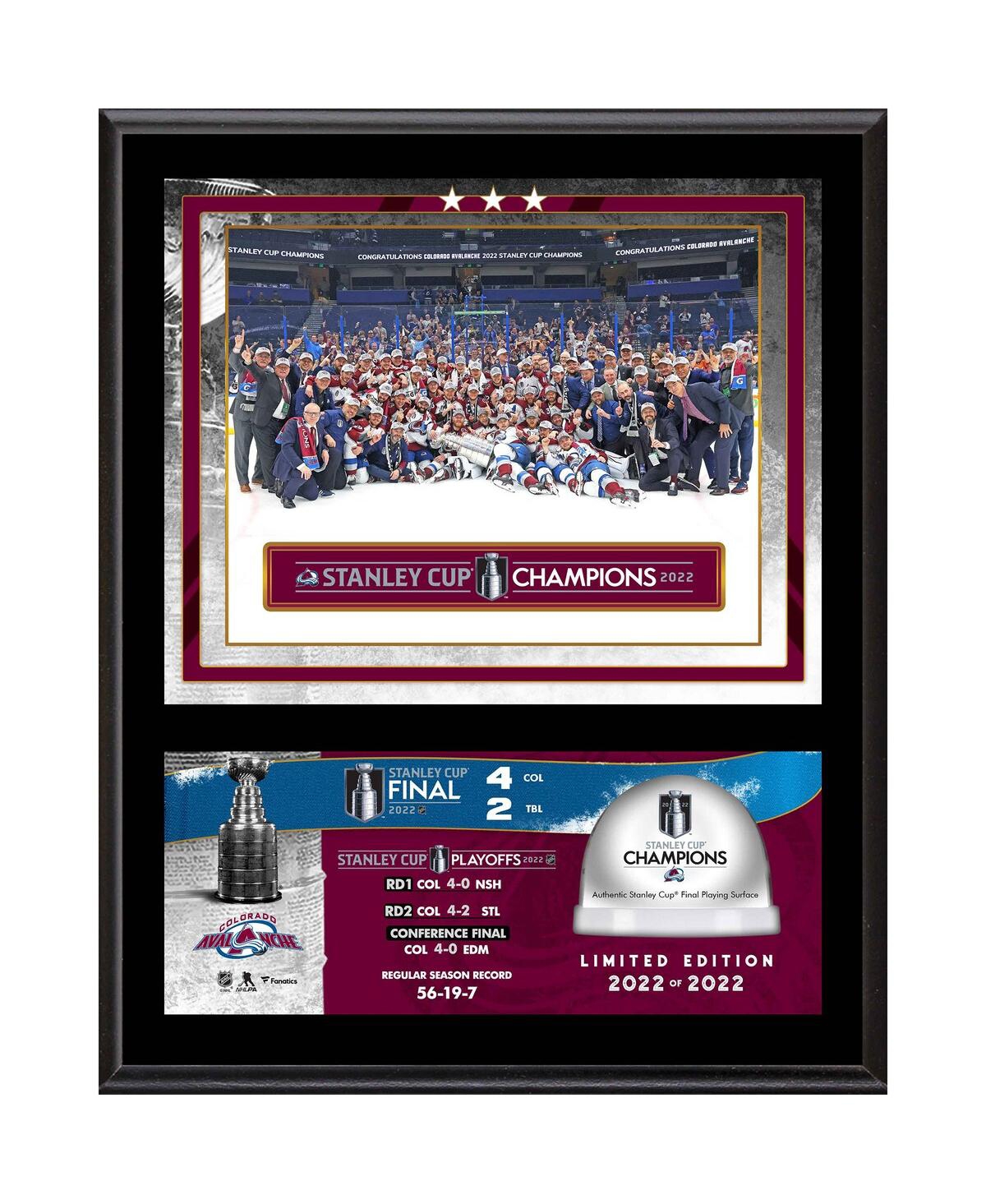 Fanatics Authentic Colorado Avalanche 2022 Stanley Cup Champions 12'' X 15'' Sublimated Plaque With Game-used Ice From In Black
