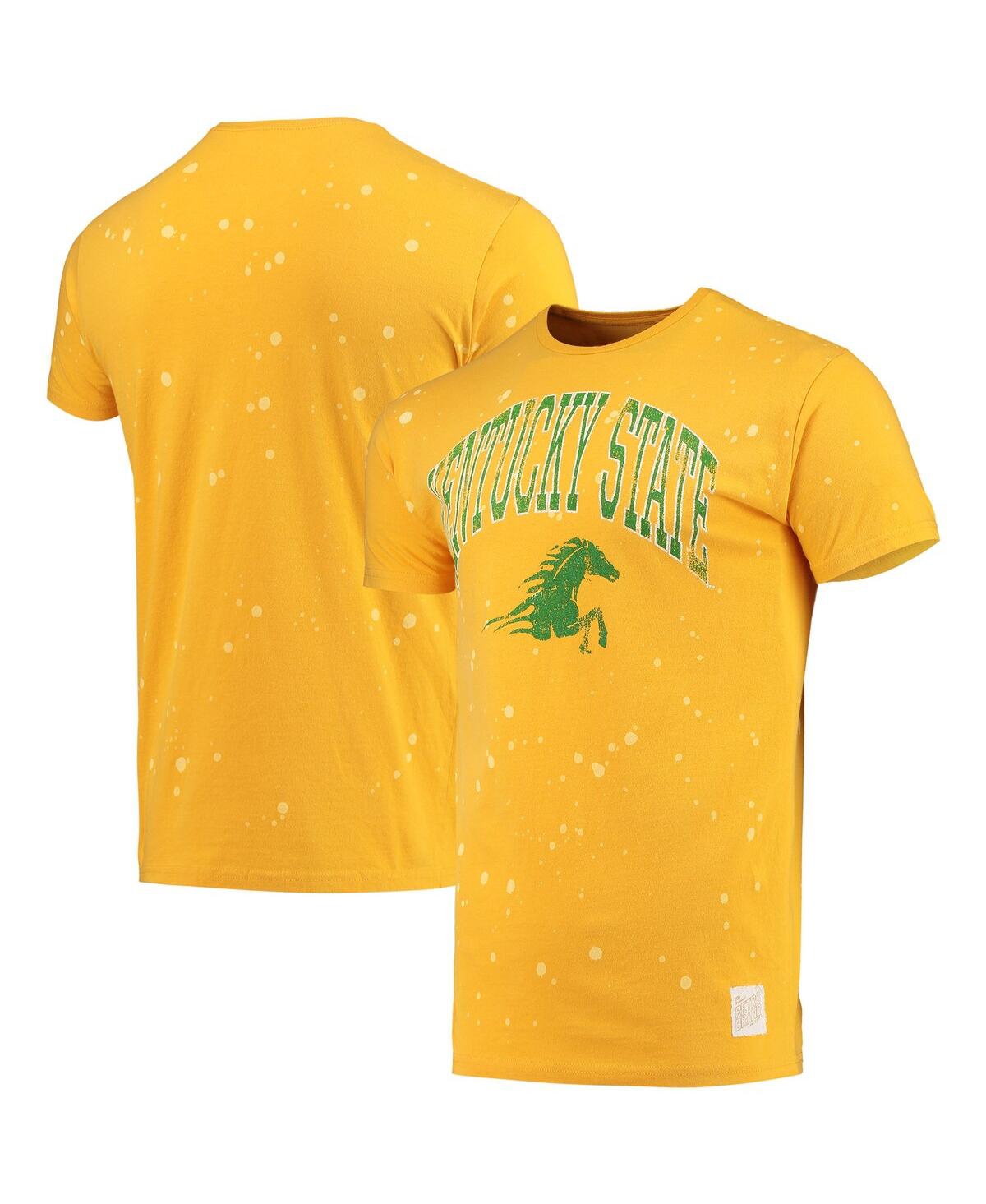 Men's Original Retro Brand Gold Kentucky State Thorobreds Bleach Splatter T-shirt - Gold