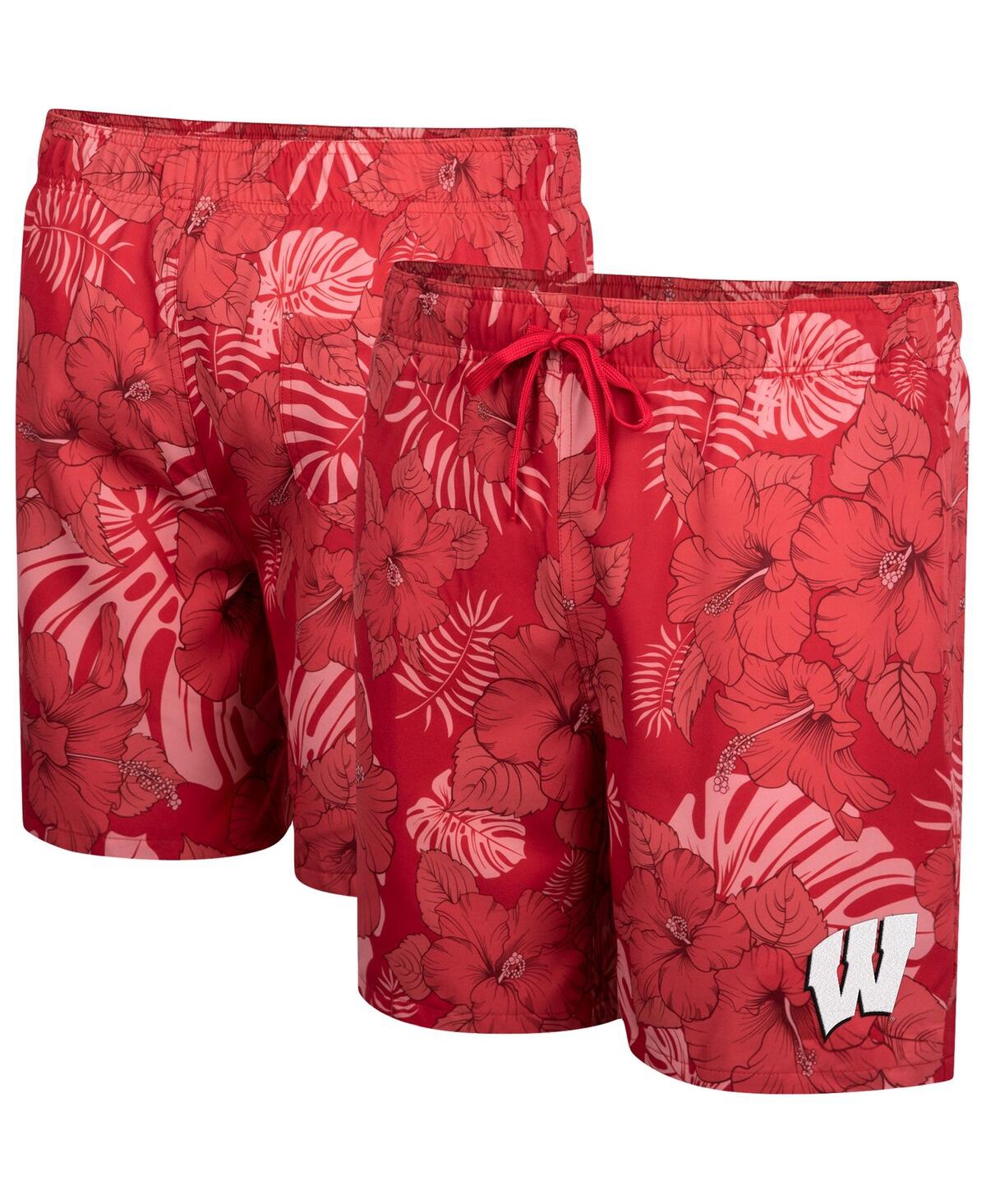 Shop Colosseum Men's  Red Wisconsin Badgers The Dude Swim Shorts