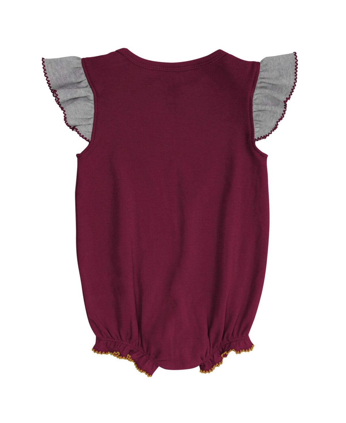 Shop Outerstuff Girls Newborn And Infant Burgundy, Heathered Gray Washington Commanders All The Love Bodysuit Bib An In Burgundy,heathered Gray
