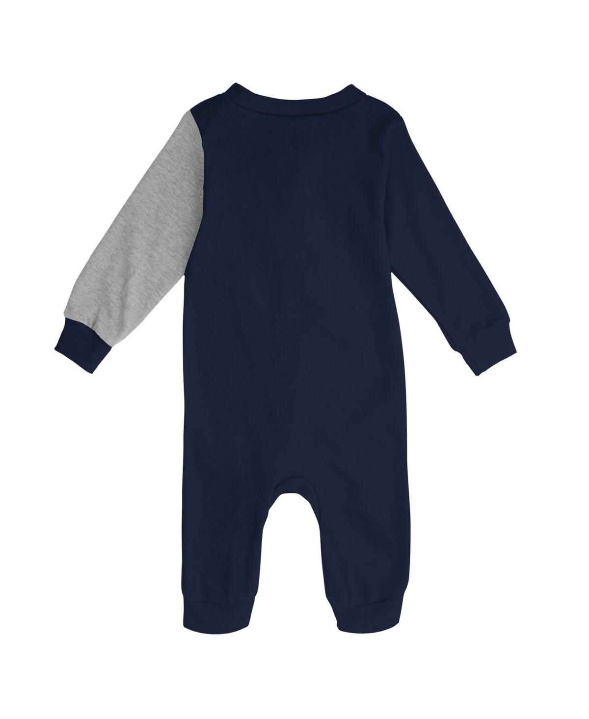 Shop Outerstuff Infant Boys And Girls Navy, Heather Gray Detroit Tigers Halftime Sleeper In Navy,heather Gray