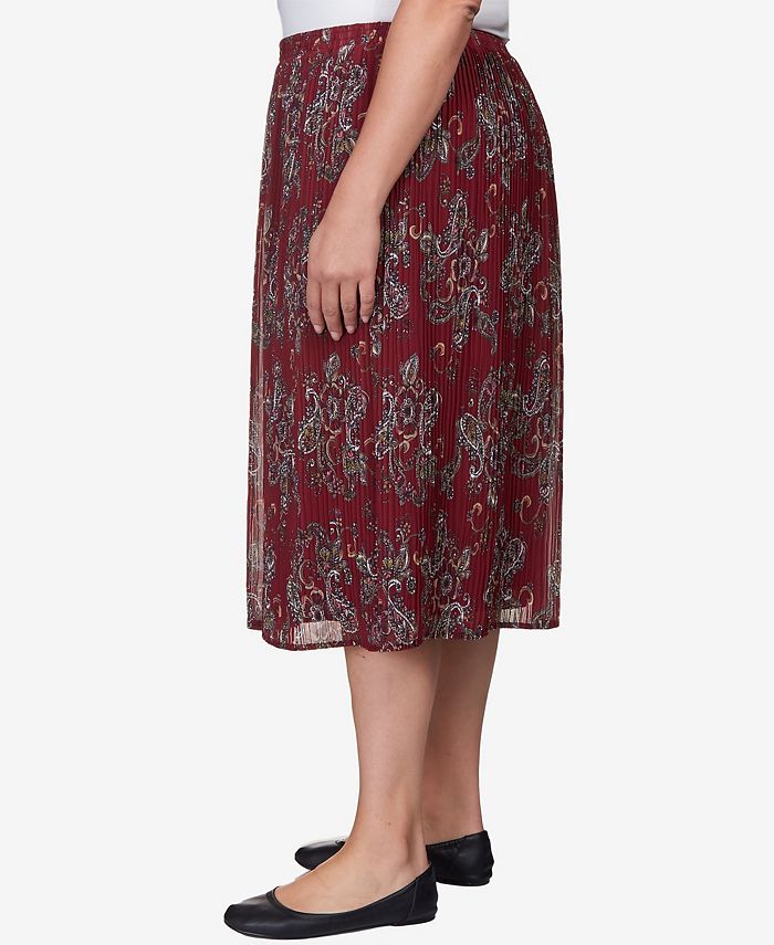 Alfred Dunner Plus Size Mulberry Street Casual Midi Paisley Skirt - Macy's