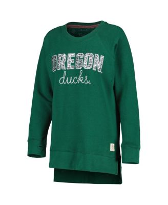 Women's Green Oregon Ducks Steamboat Animal Print Raglan Pullover Sweatshirt