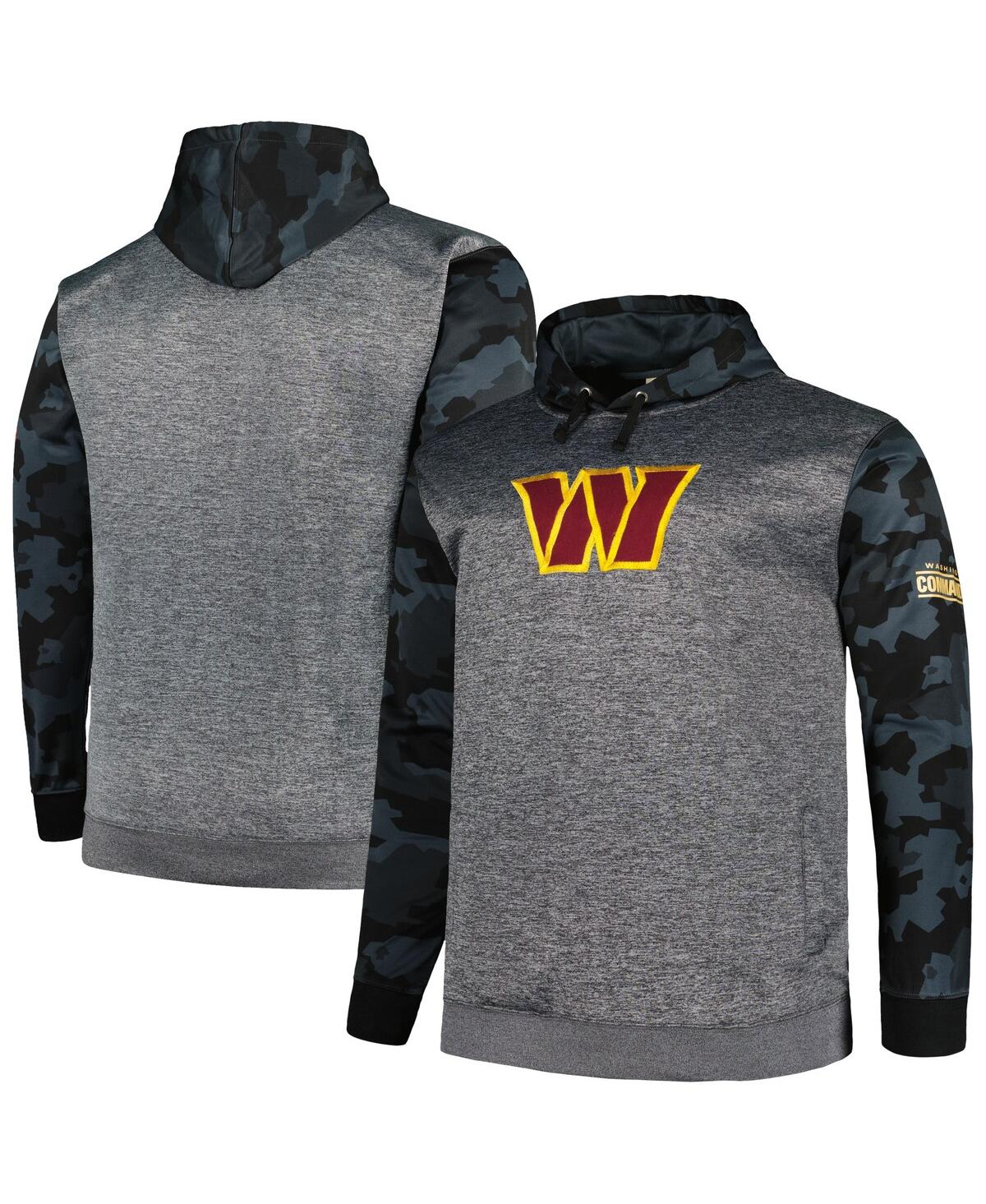 Fanatics Branded Heather Charcoal Washington Commanders Big & Tall Camo Pullover Hoodie In Heather Charcoal