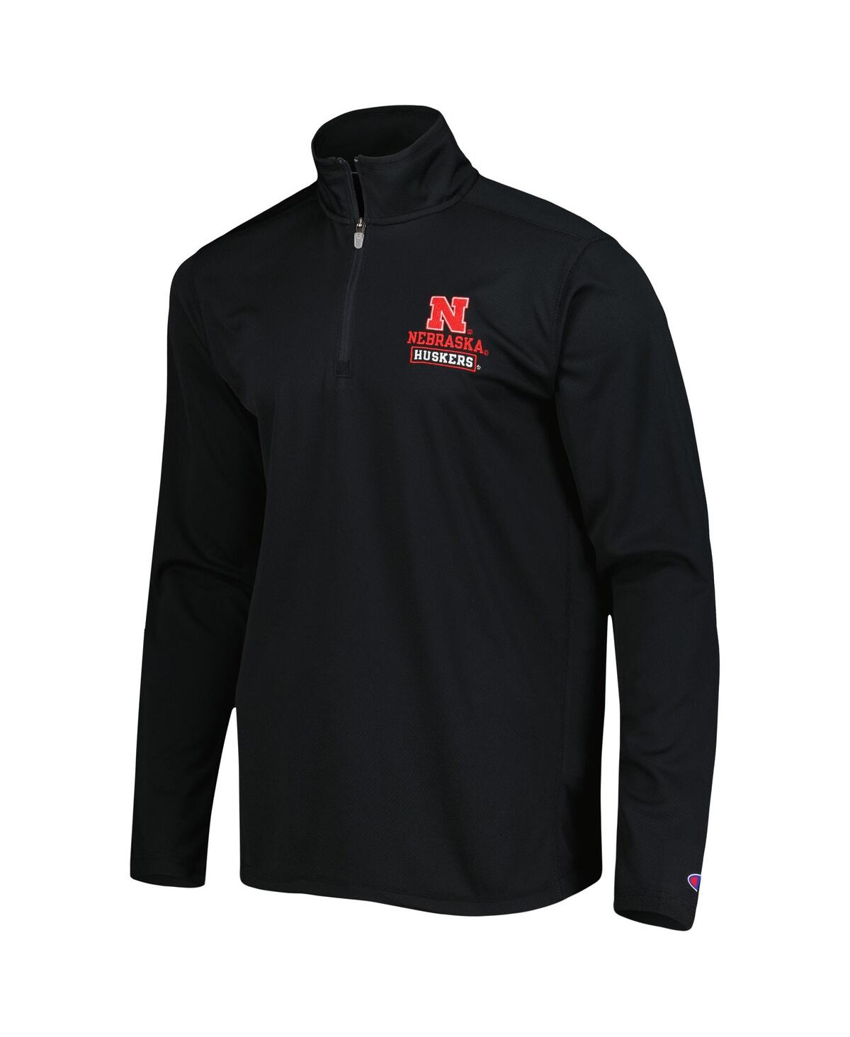 Shop Champion Men's  Black Nebraska Huskers Textured Quarter-zip Jacket