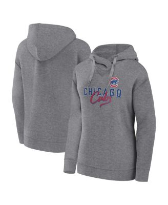 Women's Heather Gray Chicago Cubs Script Favorite Pullover Hoodie