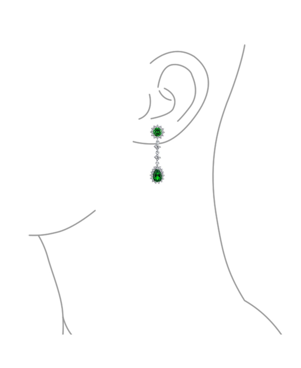 Bling Jewelry Statement Teardrop Pave Crown Halo Cubic Zirconia Cz Dangle Chandelier Clip On Earrings For Women