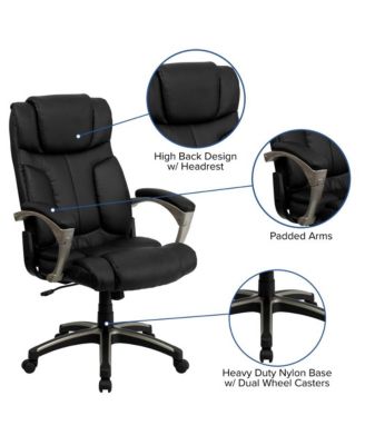 High Back Folding Leather Executive Swivel Office Chair With Arms