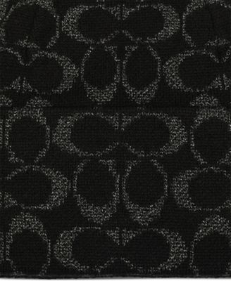 Women's Cuffed Metallic Jacquard Logo Beanie