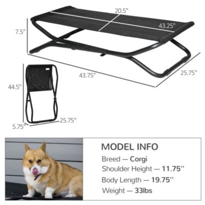 Cooling Elevated Dog Bed Foldable Portable Pet Cot W/ Breathable Fabric