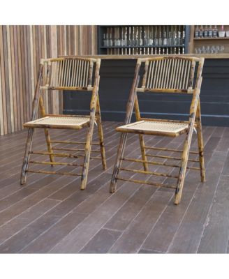 2 Pc. Set Bamboo Wood Folding Chairs – Event & Patio Seating