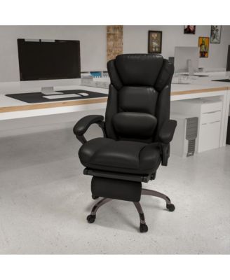 High Back Leather Executive Reclining Swivel Office Chair With Outer Lumbar Cushion And Arms