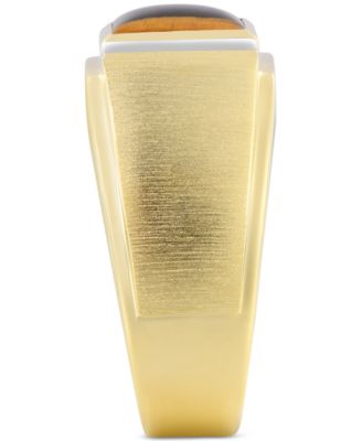 Men's Tiger's Eye and Diamond Accent Ring in Sterling Silver