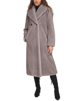 Donna Karan - Women's Shawl-Collar Double-Breasted Faux-Fur Coat