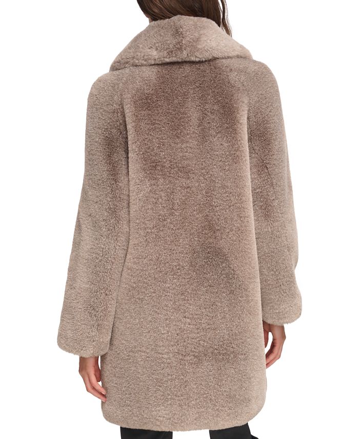 Donna Karan Women's Shawl-Collar Faux-Fur Coat - Macy's