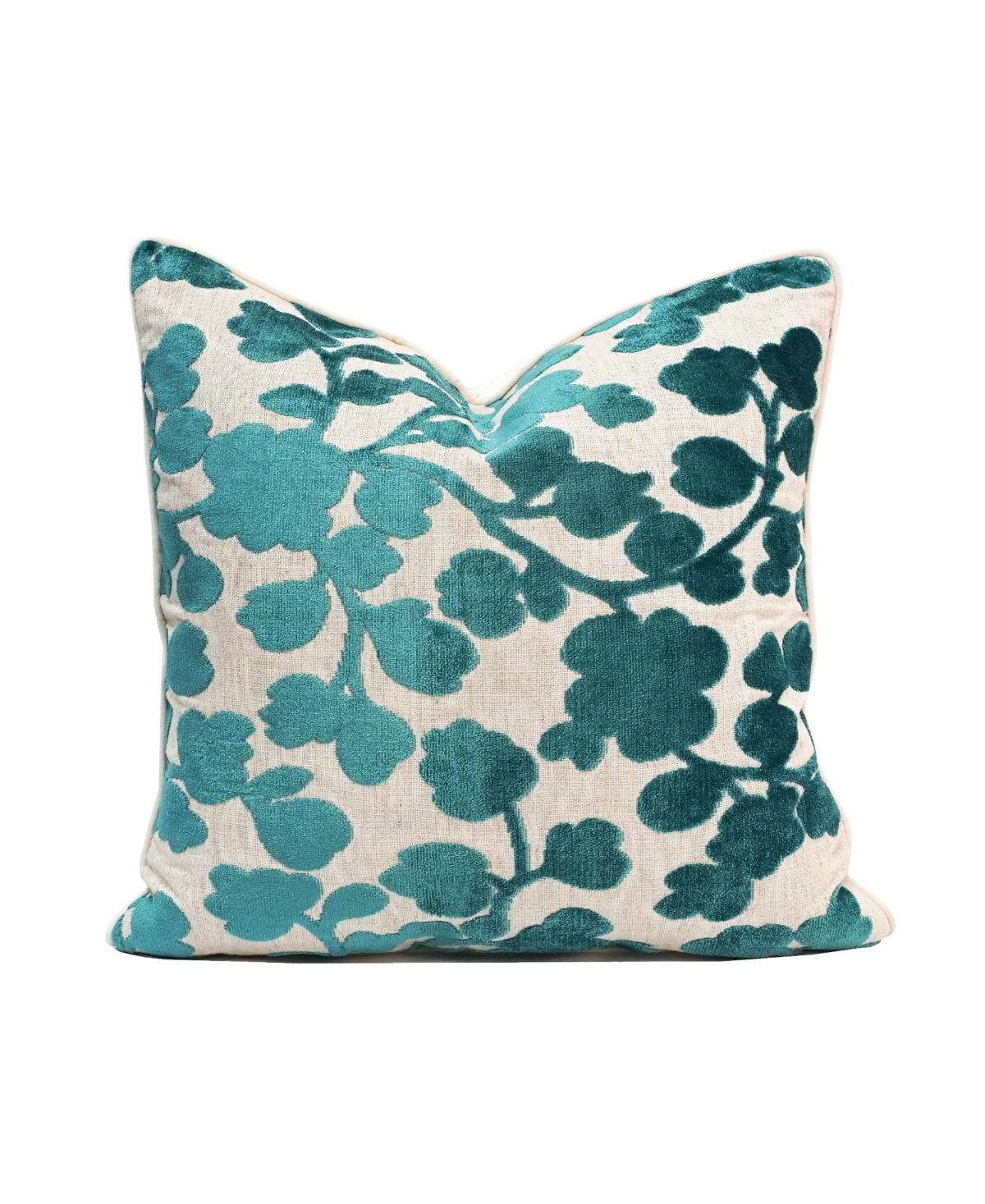 Millihome Blossom Cut Velvet Decorative Pillow, 20" X 20" In Turquoise
