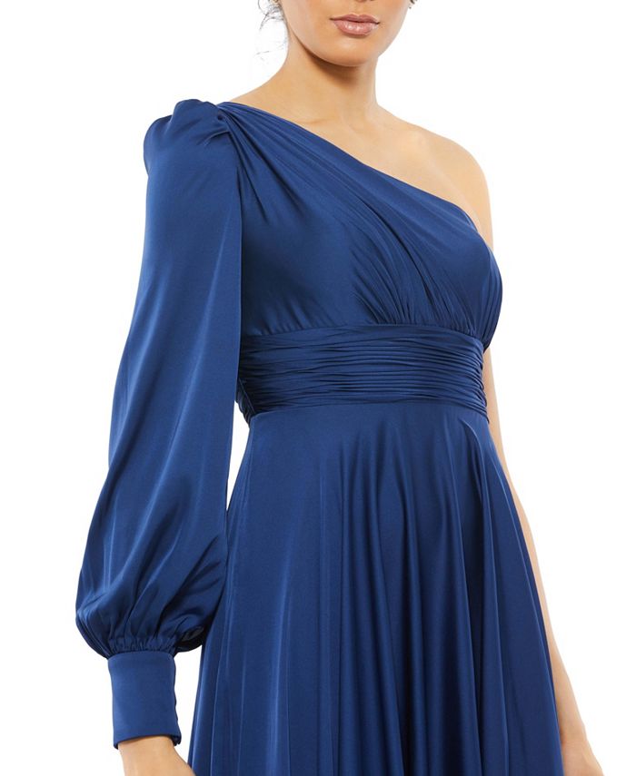 Mac Duggal Women's Ieena One Shoulder Bishop Sleeve Flowy Gown - Macy's