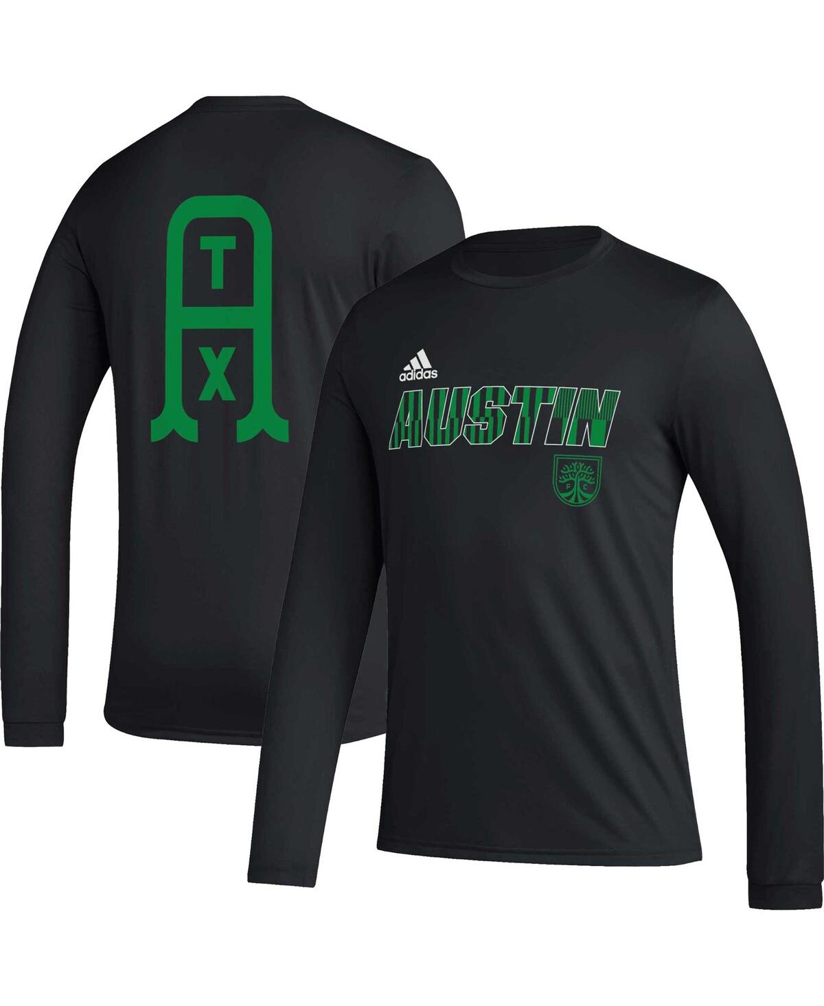 Men's adidasAustin Fc Jersey Hook Aeroready Long Sleeve T-shirt - Black