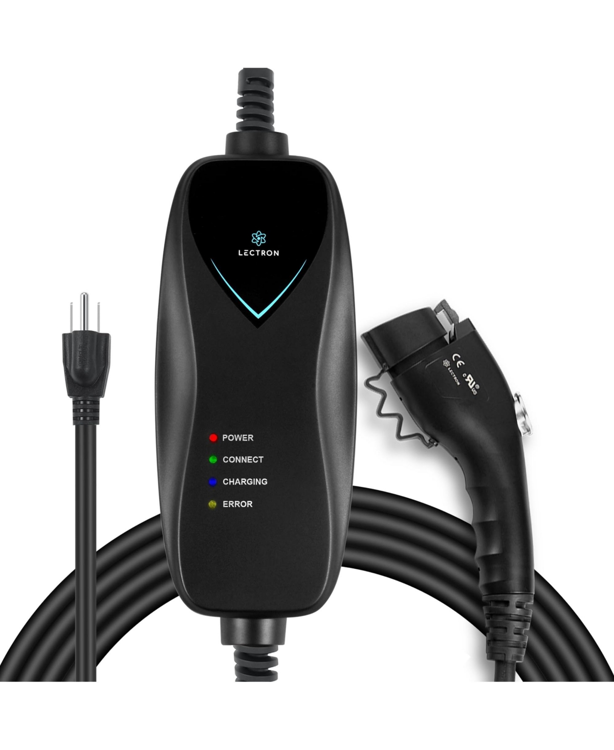 Lectron Level 1 Ev Charger With Nema 5-15 Plug 15 Amp - J1772 Electric Car Charger In Black