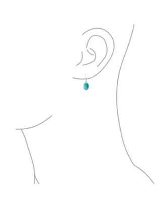 Boho Western Style Natural Stone Oval Lever Back Drop Dangle Earrings .925 Sterling Silver