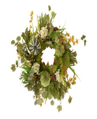 Pumpkins and Berries Artificial Fall Harvest Twig Wreath 24" Unlit - Macy's