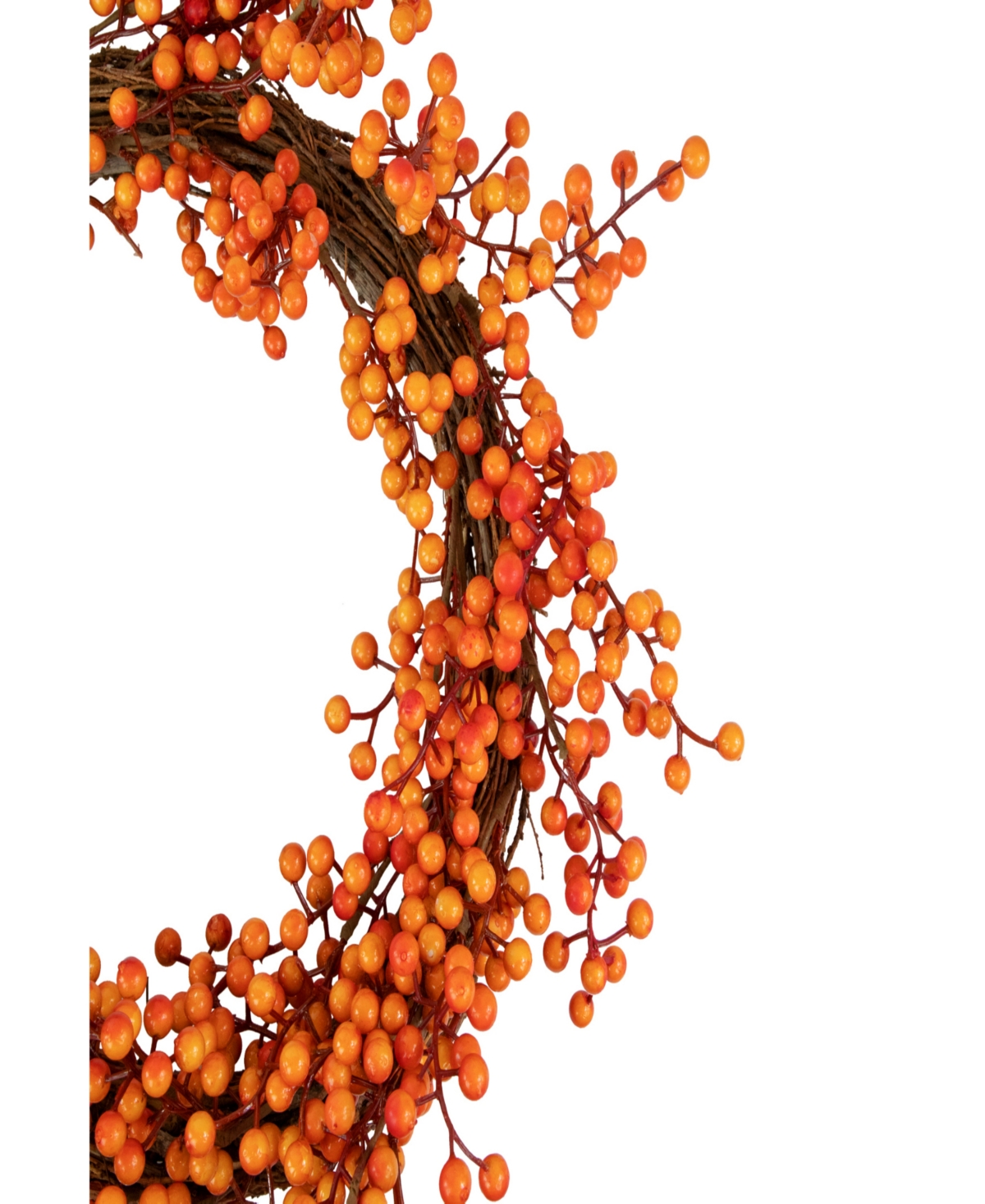 and Orange Berries Artificial Fall Harvest Twig Wreath Unlit - Red