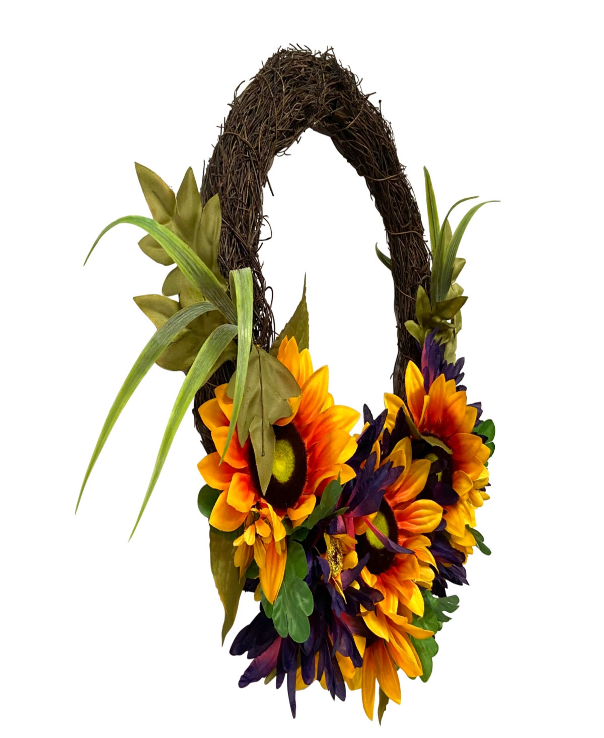 Sunflower and Mum Twig Autumn Artificial Floral Wreath