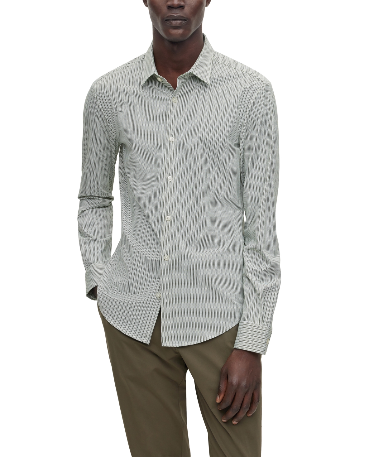 Hugo Boss Boss By  Men's Printed Performance-stretch Slim-fit Shirt In Open Green Dot