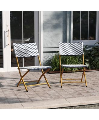 Ciel Set Of Two Folding Bistro Chairs In Pe Rattan With Metal Frames For Indoor And Outdoor Use