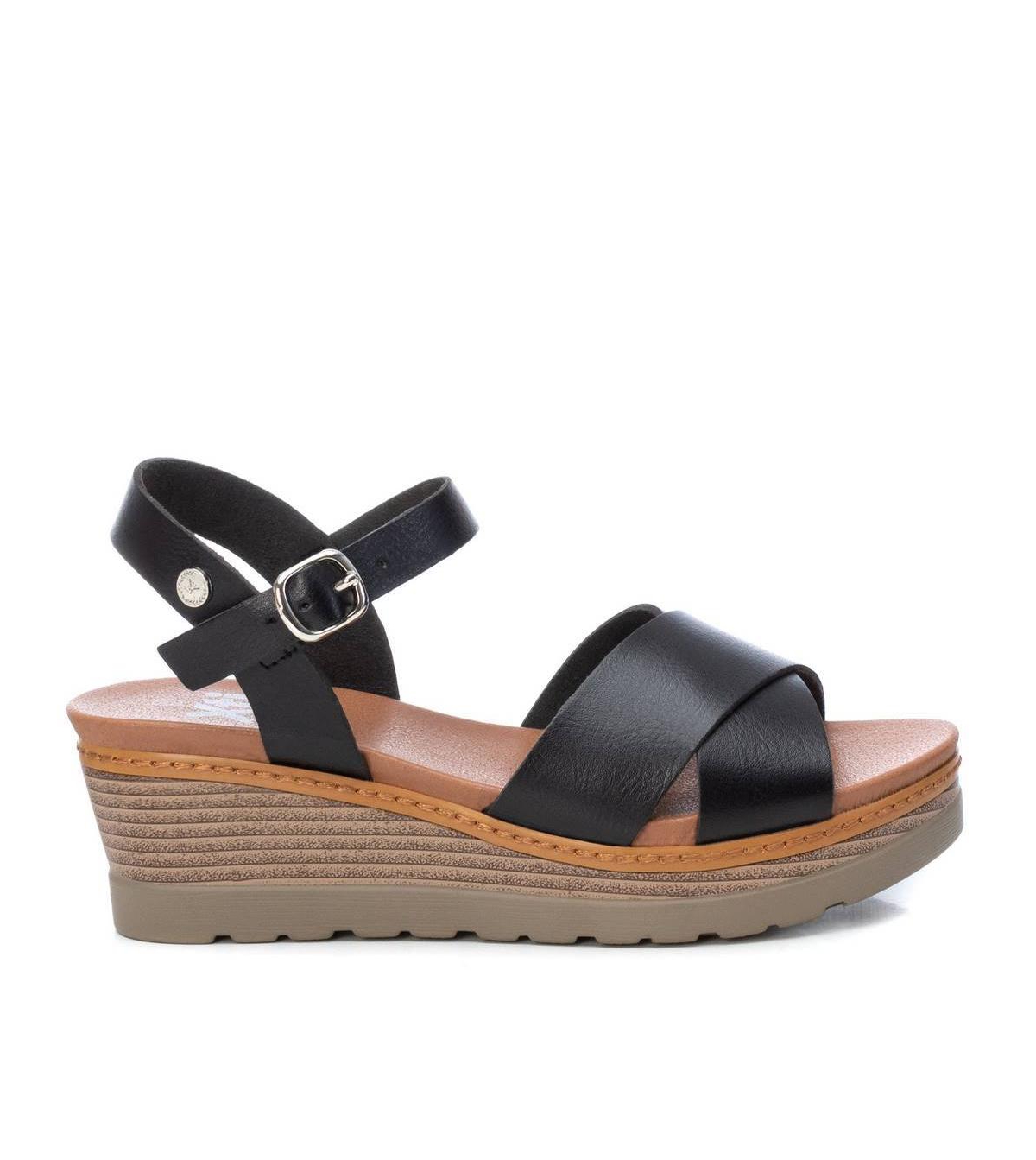 Women's Wedge Cross Strap Sandals By - Black