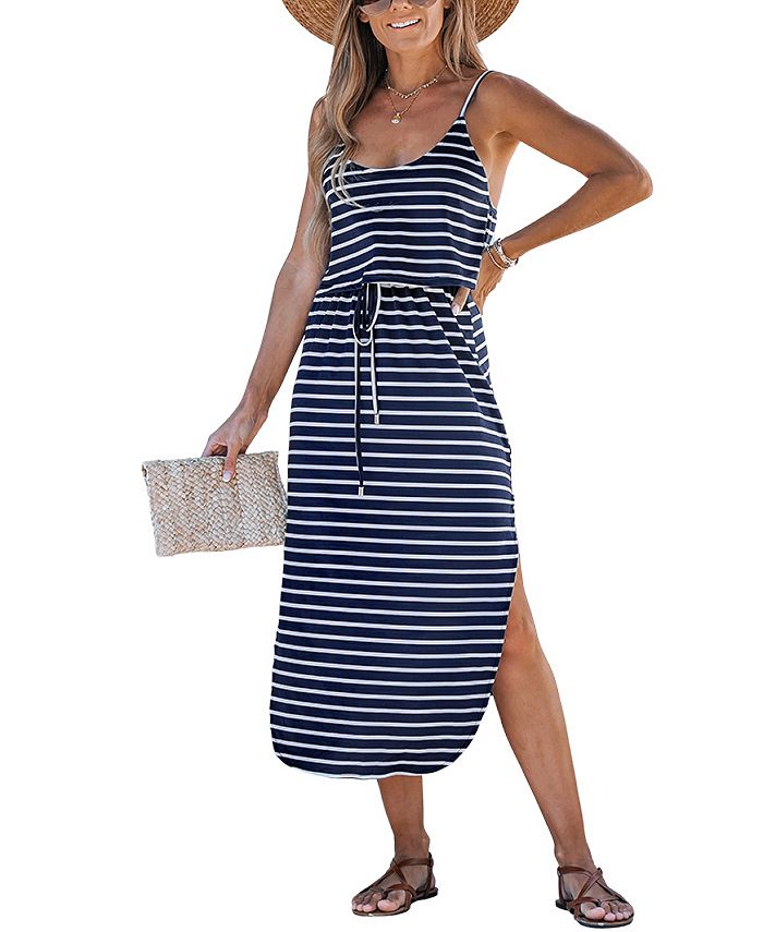 CUPSHE Women's Striped Drawstring Waist Beach Dress Macy's