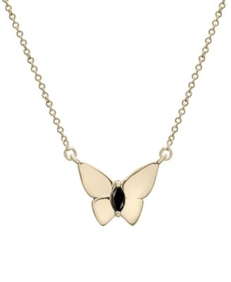 Macy's - Onyx Butterfly 17" Pendant Necklace in 14k Gold-Plated Sterling Silver