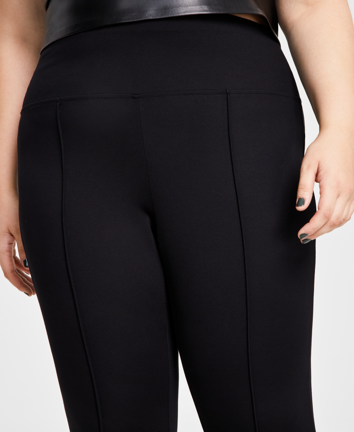 Bar Iii Plus Size High-Rise Ponte-Knit Leggings, Created for Macy's
