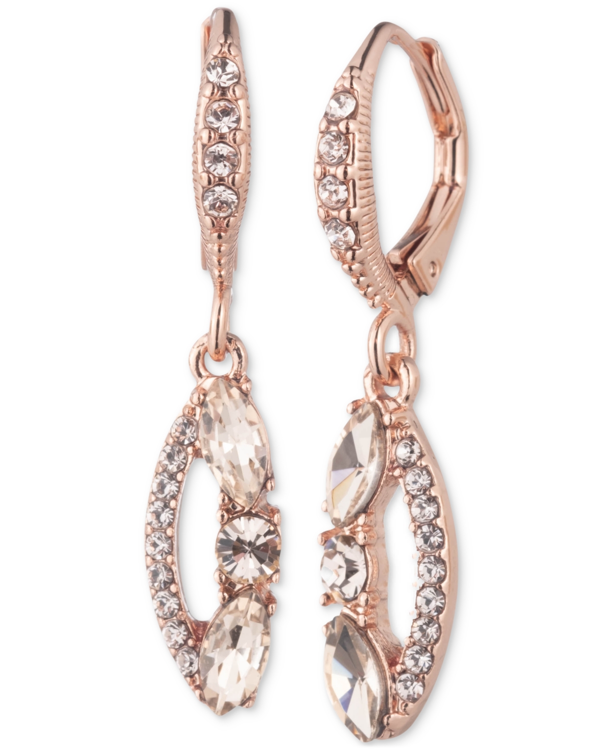 Givenchy Rose Gold-tone Round & Marquise Crystal Drop Earrings