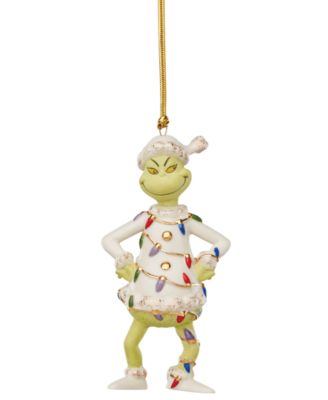 Lenox - The Grinch With Lights Porcelain Gold-Trim Ornament