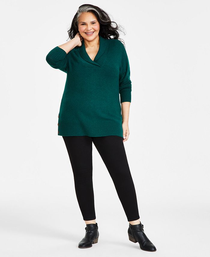Style & Co Women's Shawl-Collar Tunic Sweater, XS-4X, Created for Macy ...