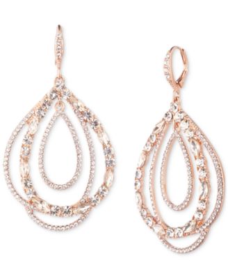 Givenchy - Rose Gold-Tone Crystal Multi-Row Orbital Drop Earrings