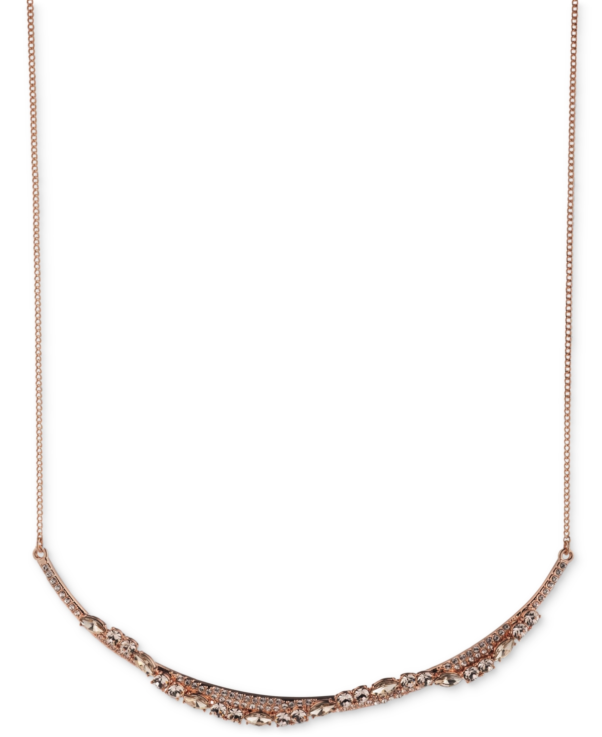 Givenchy Crystal Pave Frontal Necklace, 16" + 3" Extender In Rose Gold