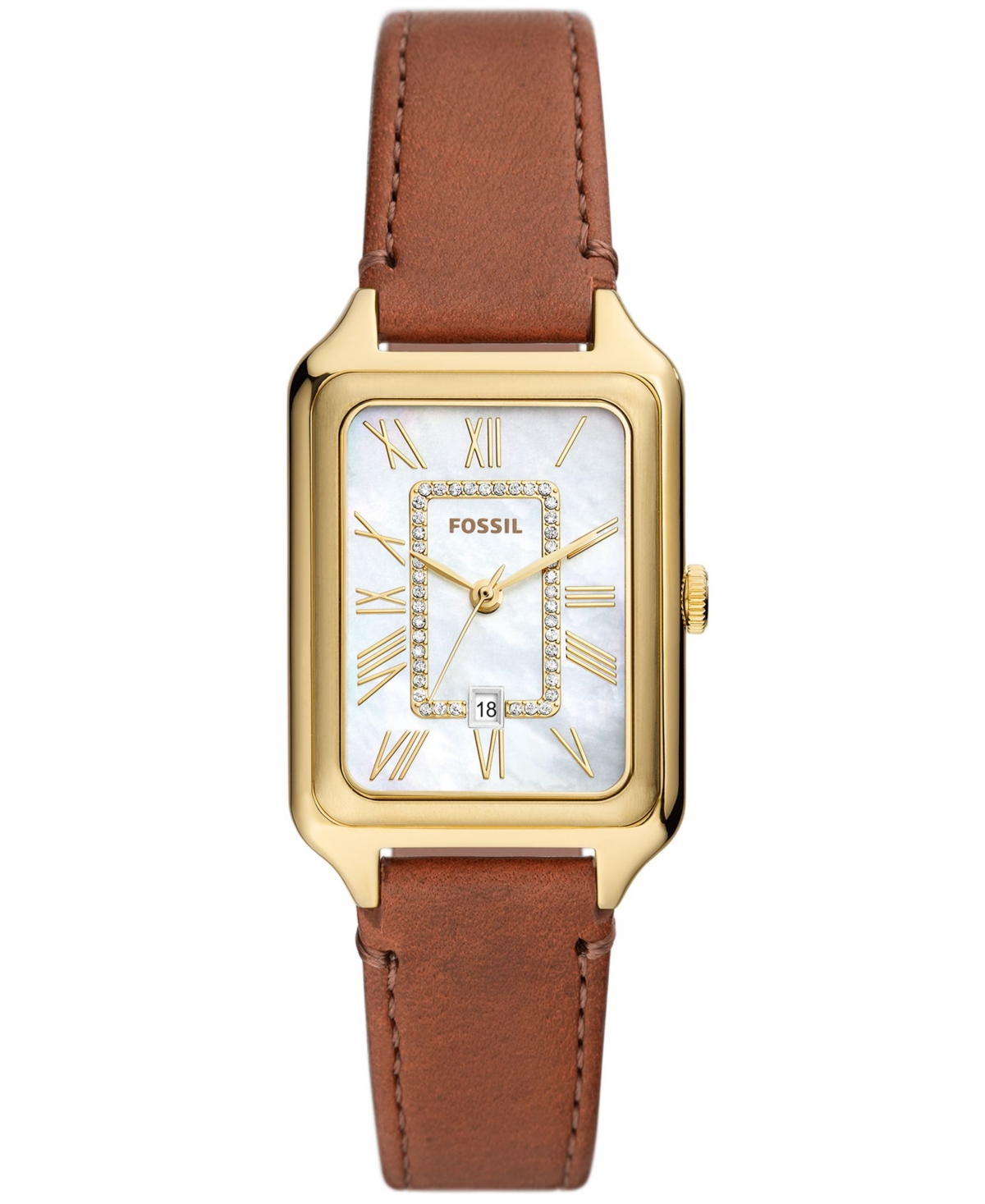 Women's Raquel Three-Hand Date Medium Brown Genuine Leather Watch, 26mm - Brown