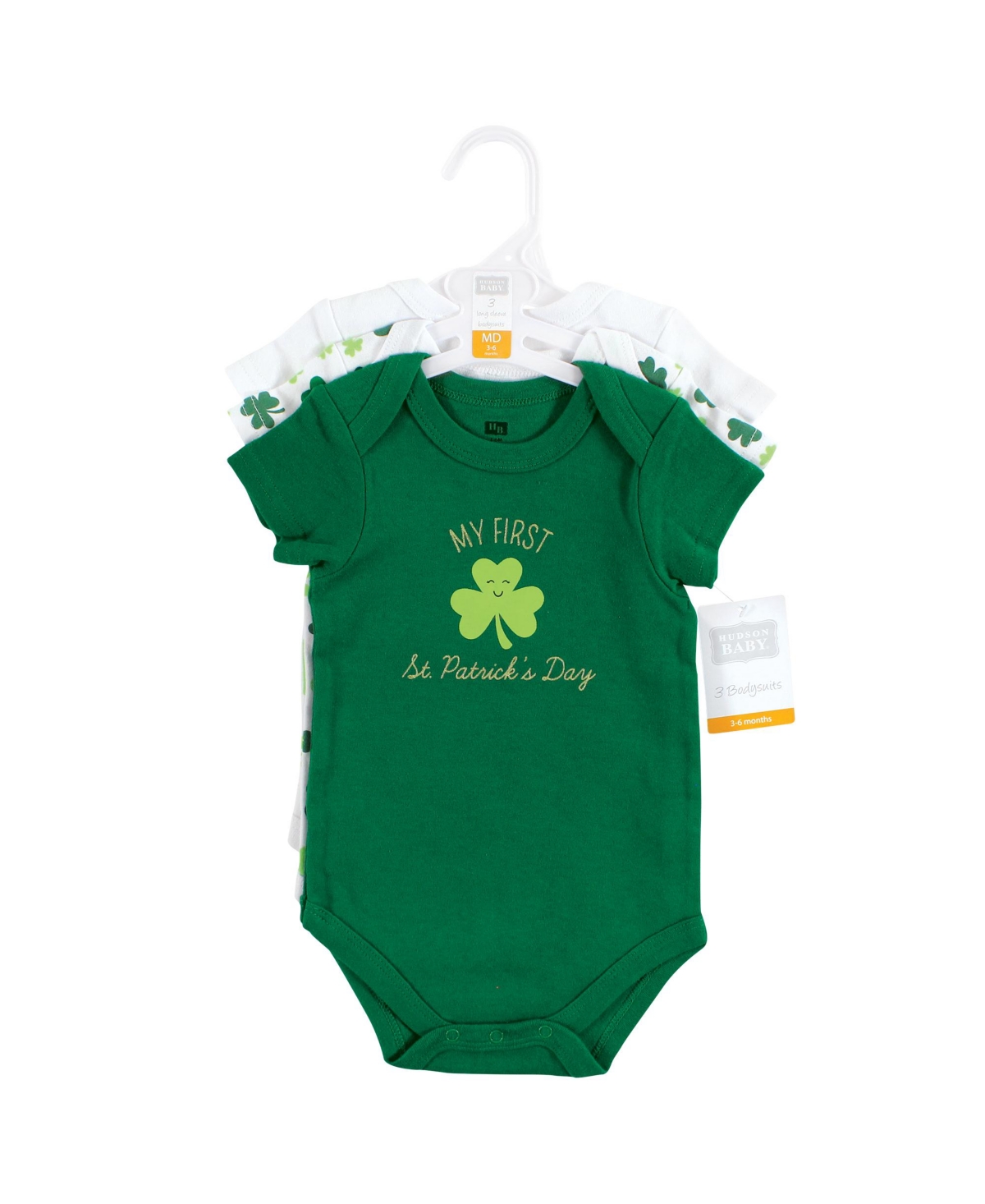 Hudson Baby Baby Girls Cotton Bodysuits, 3-Pack - St patricks rainbow