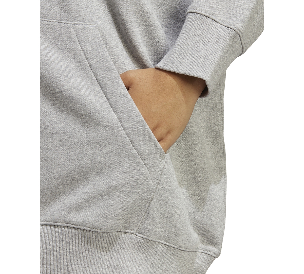 adidas Plus Size Cotton French Terry Logo Hoodie -white