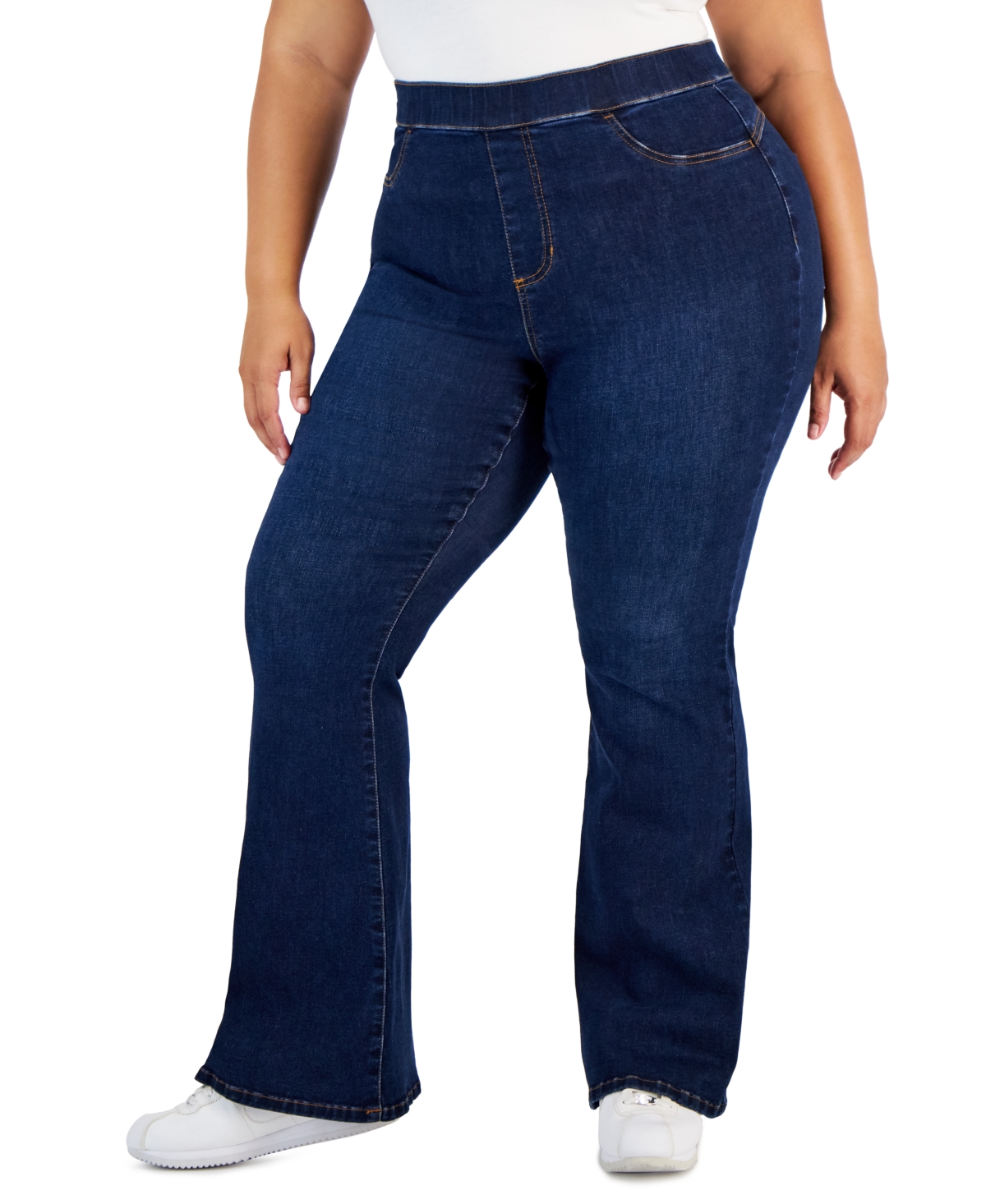 Celebrity Pink Trendy Plus Size Curvy Pull-on Flare-leg Jeans In Be Good  Me