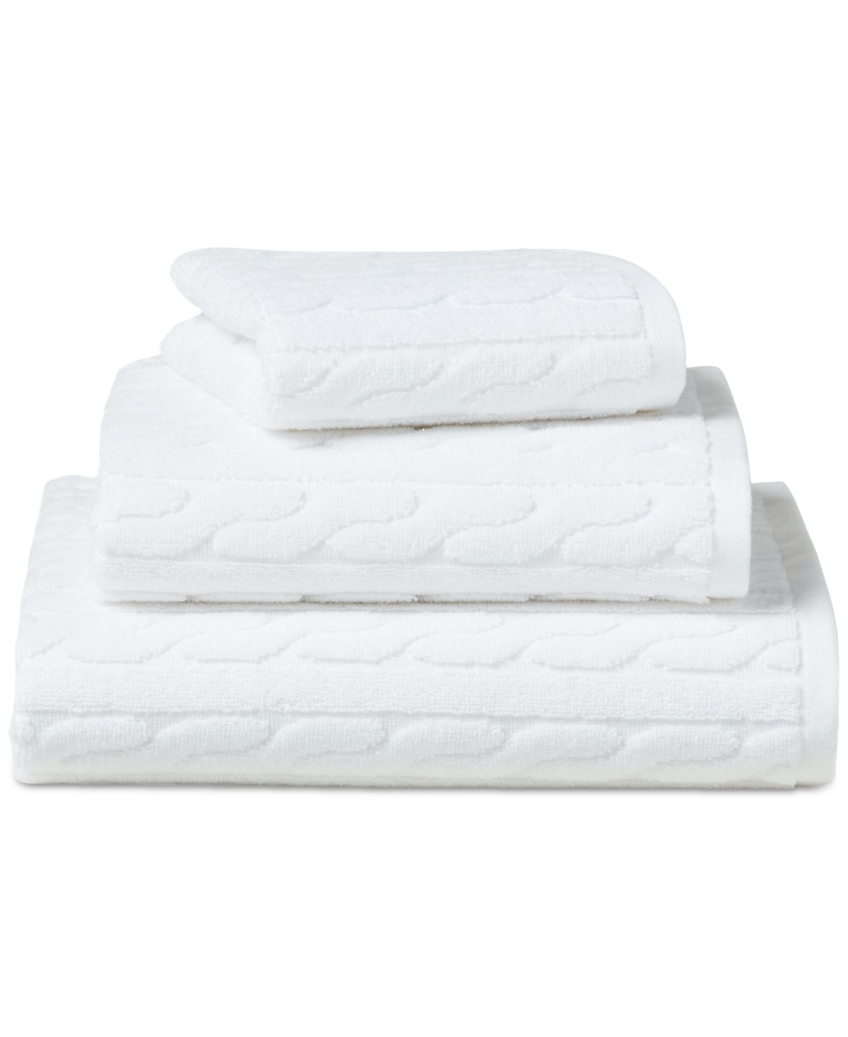 Lauren Ralph Lauren Sanders Cable Bath Towel Bedding In White