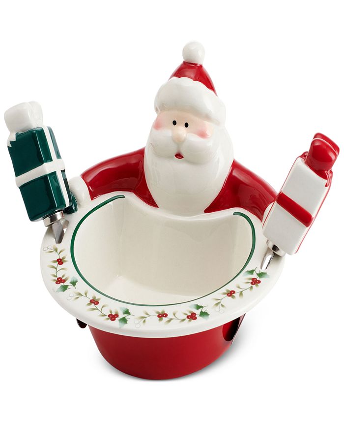 Pfaltzgraff Winterberry Santa Dip Bowl & Spreaders Macy's