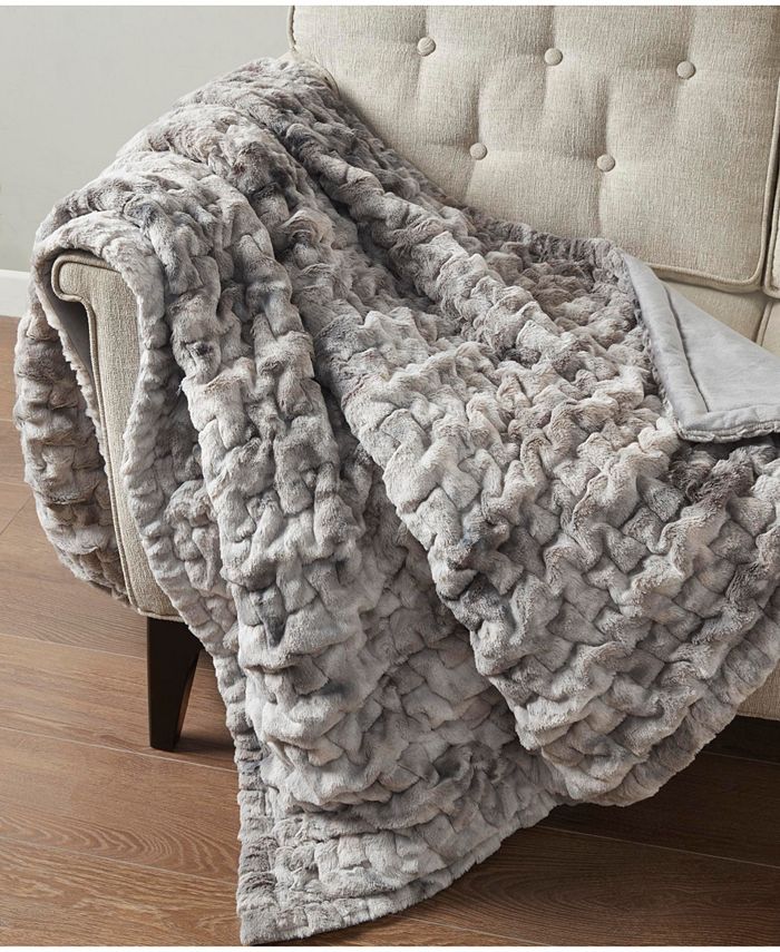 Alpine Valley Ruched Faux Fur Throw, 50" x 60" Macy's
