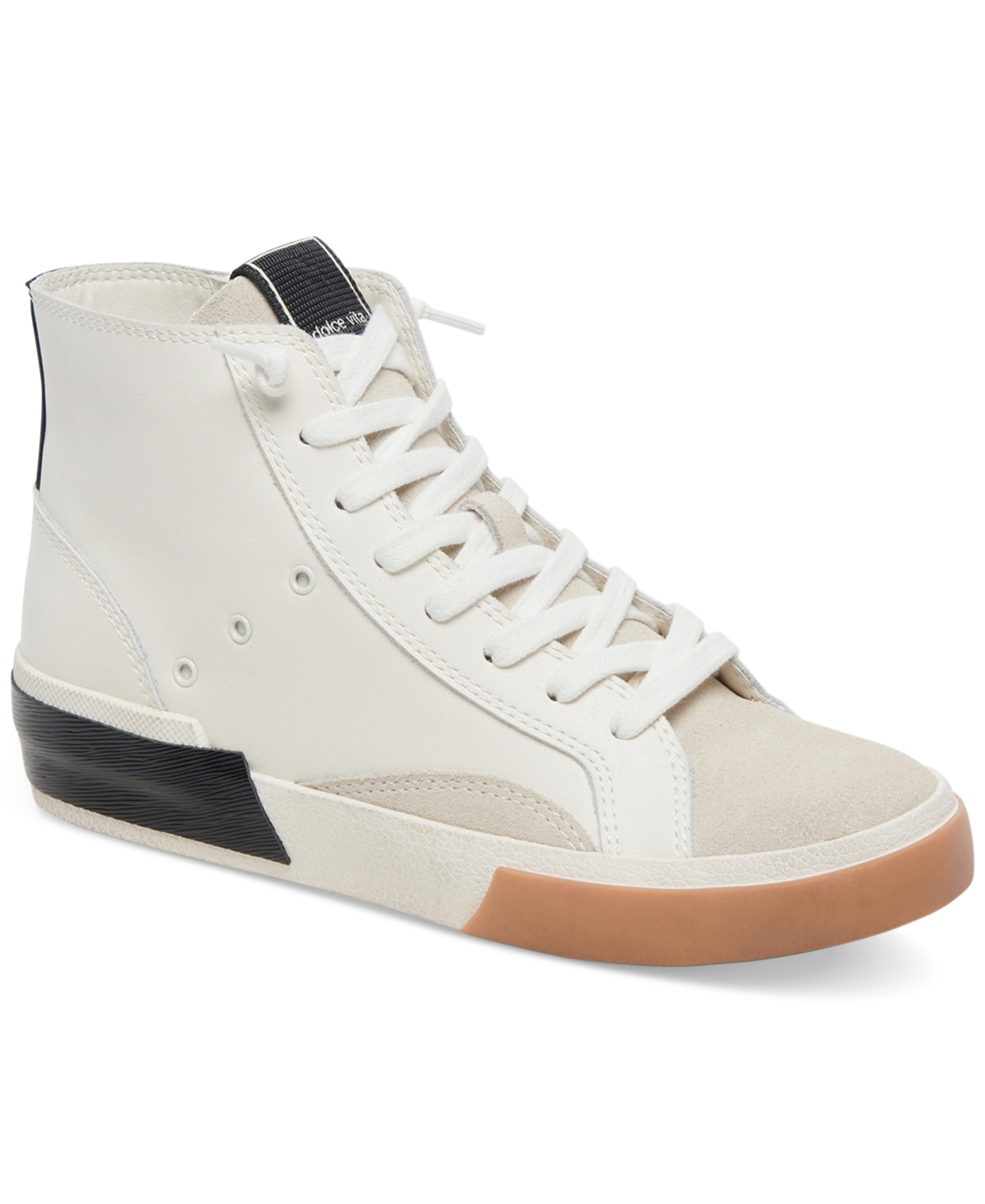 Shop Dolce Vita Women's Zohara High-top Lace-up Sneakers In White,black Leather