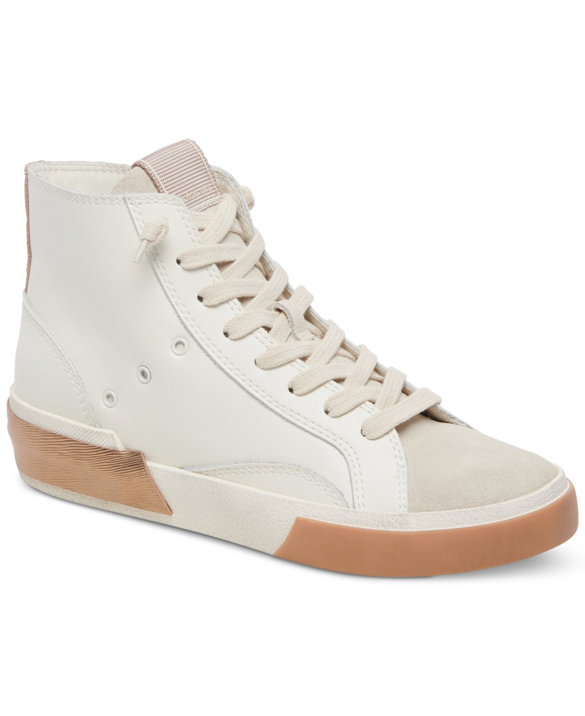 Dolce Vita Women's Zohara High-top Lace-up Sneakers In White,tan