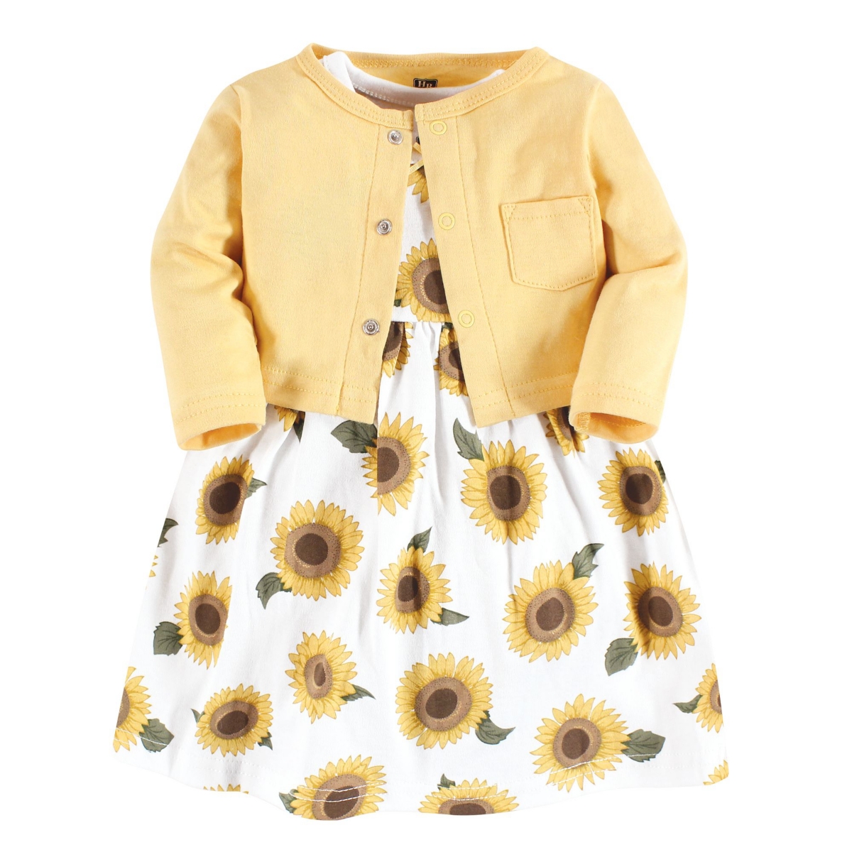 Hudson Baby Baby Girls Hudson Cotton Dress and Cardigan Set - Yellow