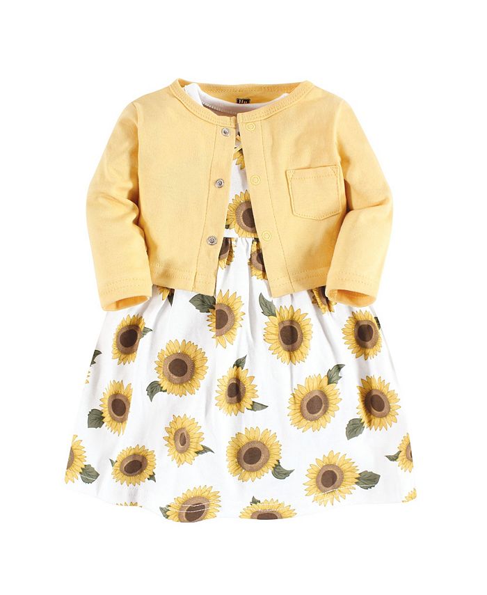 Hudson Baby Baby Girls Cotton Dress and Cardigan Set, Sunflower Macy's